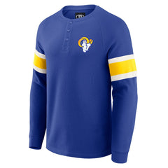 Los Angeles Rams Darius Rucker Collection Waffle-Knit Raglan Long Sleeve Henley T-Shirt - Royal outlet