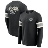 Las Vegas Raiders Darius Rucker Collection Waffle-Knit Raglan Long Sleeve Henley T-Shirt - Black cheap