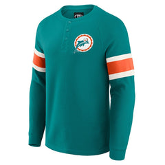 Miami Dolphins Darius Rucker Collection Waffle-Knit Raglan Long Sleeve Henley T-Shirt - Aqua discount