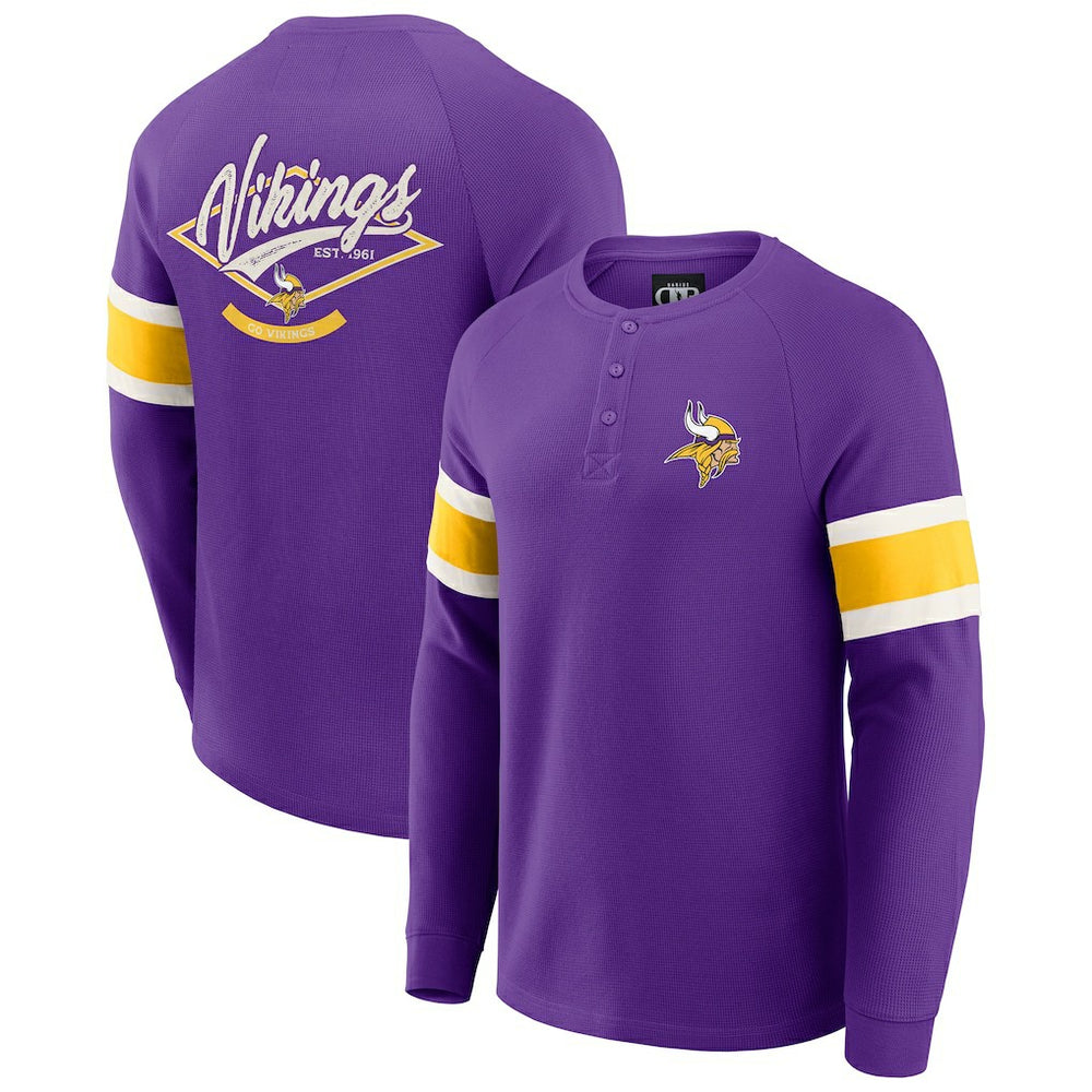Minnesota Vikings Darius Rucker Collection Waffle-Knit Raglan Long Sleeve Henley T-Shirt - Purple on sale