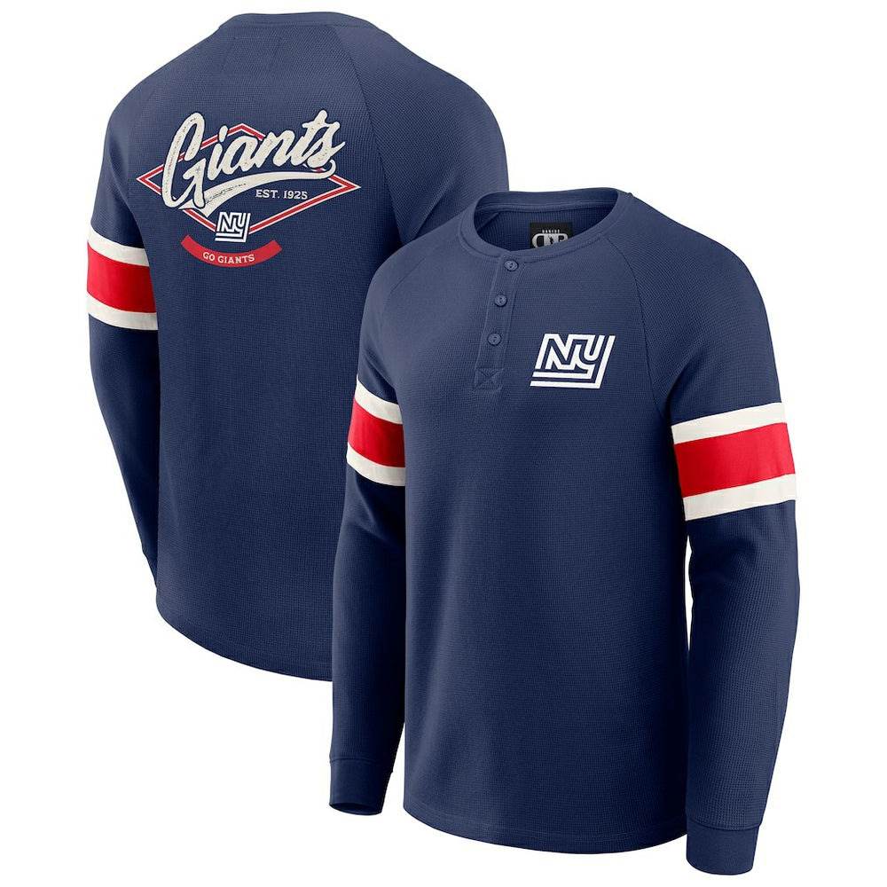 New York Giants Darius Rucker Collection Waffle-Knit Raglan Long Sleeve Henley T-Shirt - Navy online
