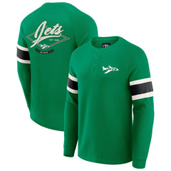New York Jets Darius Rucker Collection Waffle-Knit Raglan Long Sleeve Henley T-Shirt - Kelly Green for sale