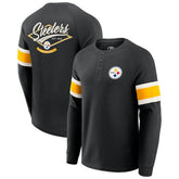Pittsburgh Steelers Darius Rucker Collection Waffle-Knit Raglan Long Sleeve Henley T-Shirt - Black online