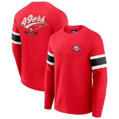 San Francisco 49ers Darius Rucker Collection Waffle-Knit Raglan Long Sleeve Henley T-Shirt - Scarlet outlet