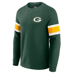 Green Bay Packers Darius Rucker Collection Waffle-Knit Raglan Long Sleeve Henley T-Shirt - Green outlet