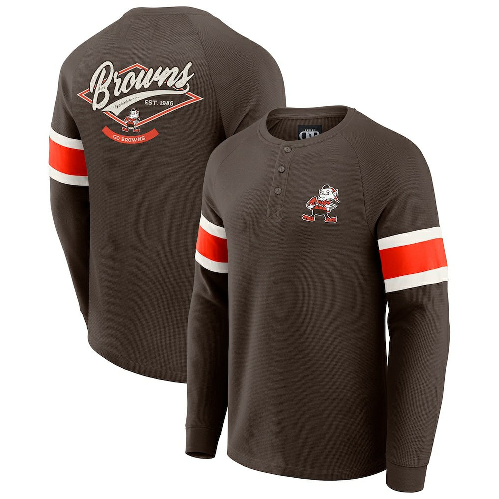 Cleveland Browns Darius Rucker Collection Waffle-Knit Raglan Long Sleeve Henley T-Shirt - Brown outlet