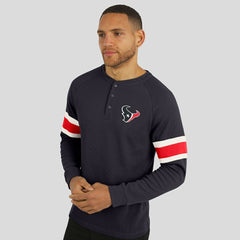 Houston Texans Darius Rucker Collection Waffle-Knit Raglan Long Sleeve Henley T-Shirt - Navy on sale