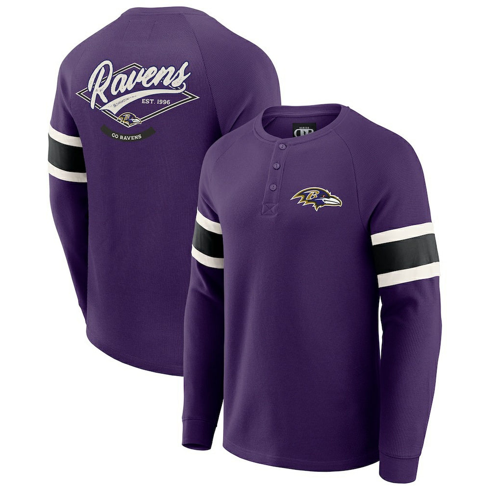 Baltimore Ravens Darius Rucker Collection Waffle-Knit Raglan Long Sleeve Henley T-Shirt - Purple outlet