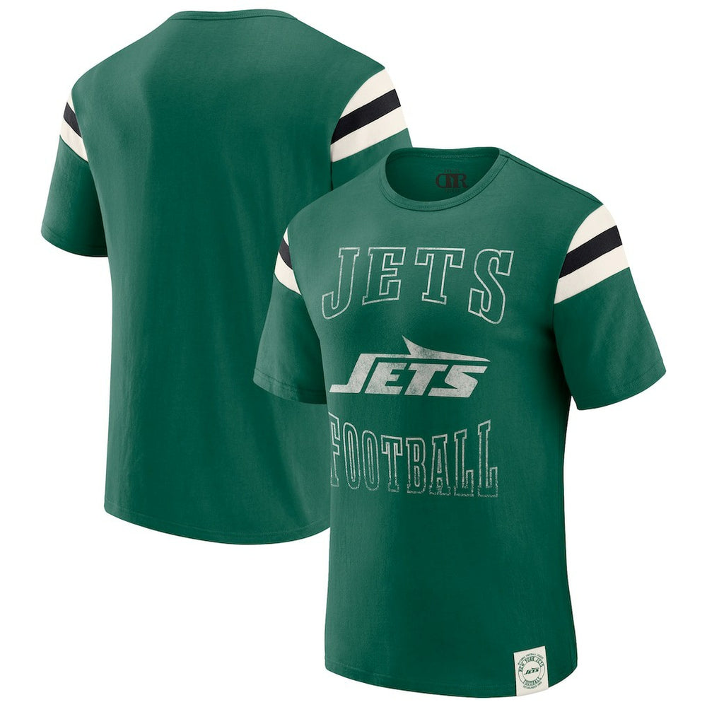 New York Jets Darius Rucker Collection Football Stripe Sleeve T-Shirt - Green for sale