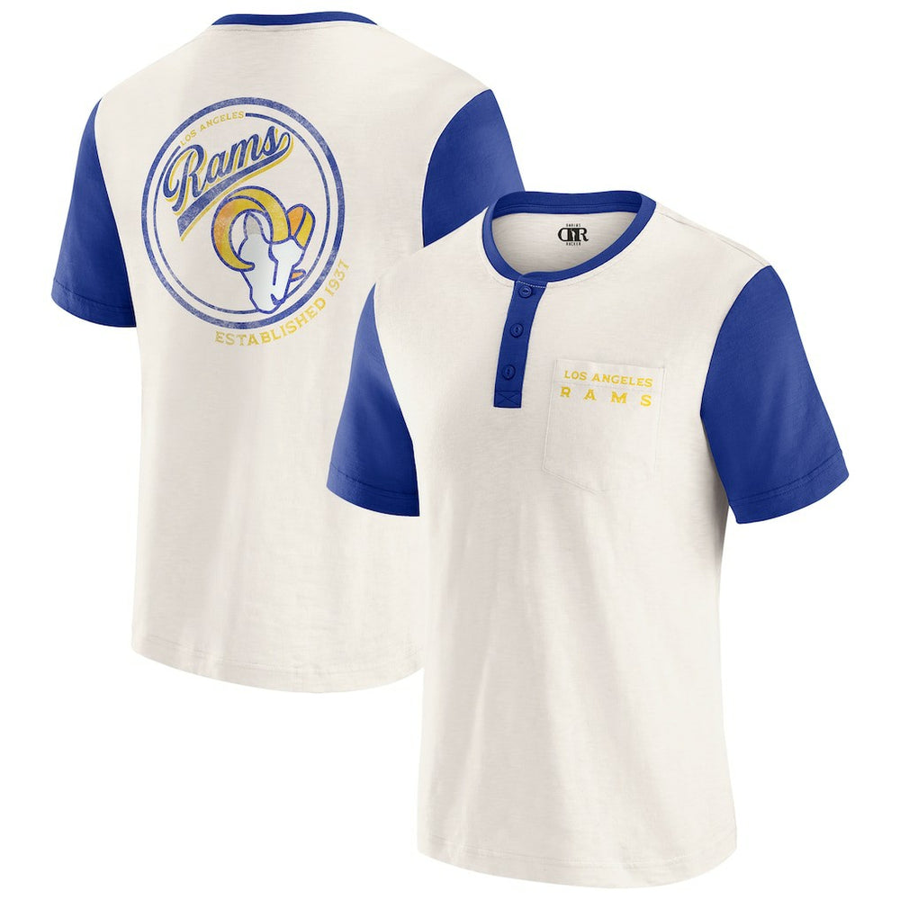 Los Angeles Rams Darius Rucker Collection Henley Colorblock Slub Pocket T-Shirt - Cream cheap