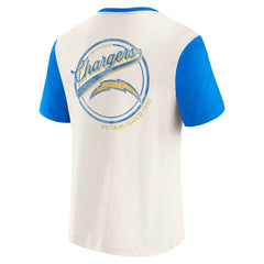 Los Angeles Chargers Darius Rucker Collection Henley Colorblock Slub Pocket T-Shirt - Cream outlet