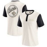 New Orleans Saints Darius Rucker Collection Henley Colorblock Slub Pocket T-Shirt - Cream sale