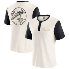 New Orleans Saints Darius Rucker Collection Henley Colorblock Slub Pocket T-Shirt - Cream sale
