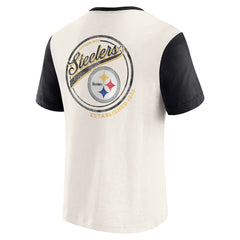 Pittsburgh Steelers Darius Rucker Collection Henley Colorblock Slub Pocket T-Shirt - Cream discount