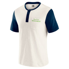 Seattle Seahawks Darius Rucker Collection Henley Colorblock Slub Pocket T-Shirt - Cream outlet