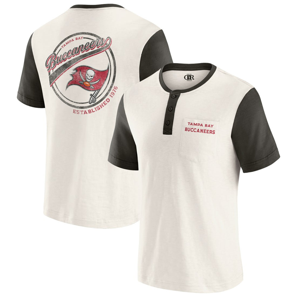 Tampa Bay Buccaneers Darius Rucker Collection Henley Colorblock Slub Pocket T-Shirt - Cream sale