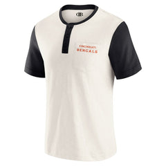Cincinnati Bengals Darius Rucker Collection Henley Colorblock Slub Pocket T-Shirt - Cream on sale