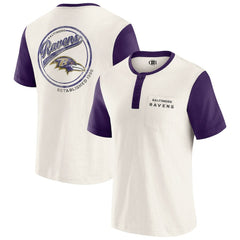Baltimore Ravens Darius Rucker Collection Henley Colorblock Slub Pocket T-Shirt - Cream sale