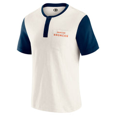 Denver Broncos Darius Rucker Collection Henley Colorblock Slub Pocket T-Shirt - Cream discount