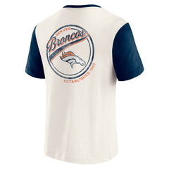 Denver Broncos Darius Rucker Collection Henley Colorblock Slub Pocket T-Shirt - Cream discount