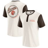 Cleveland Browns Darius Rucker Collection Henley Colorblock Slub Pocket T-Shirt - Cream outlet