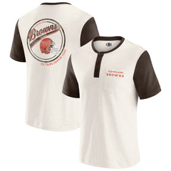 Cleveland Browns Darius Rucker Collection Henley Colorblock Slub Pocket T-Shirt - Cream outlet