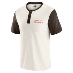 Cleveland Browns Darius Rucker Collection Henley Colorblock Slub Pocket T-Shirt - Cream outlet