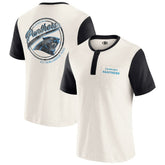Carolina Panthers Darius Rucker Collection Henley Colorblock Slub Pocket T-Shirt - Cream for sale