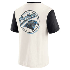 Carolina Panthers Darius Rucker Collection Henley Colorblock Slub Pocket T-Shirt - Cream for sale