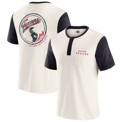 Houston Texans Darius Rucker Collection Henley Colorblock Slub Pocket T-Shirt - Cream discount