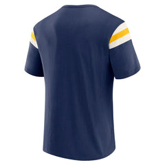 Milwaukee Brewers Darius Rucker Collection Distressed Sleeve Stripe T-Shirt - Navy