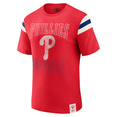 Philadelphia Phillies Darius Rucker Collection Distressed Sleeve Stripe T-Shirt - Red