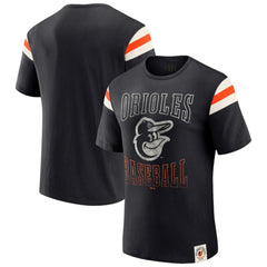 Baltimore Orioles Darius Rucker Collection Distressed Sleeve Stripe T-Shirt - Black