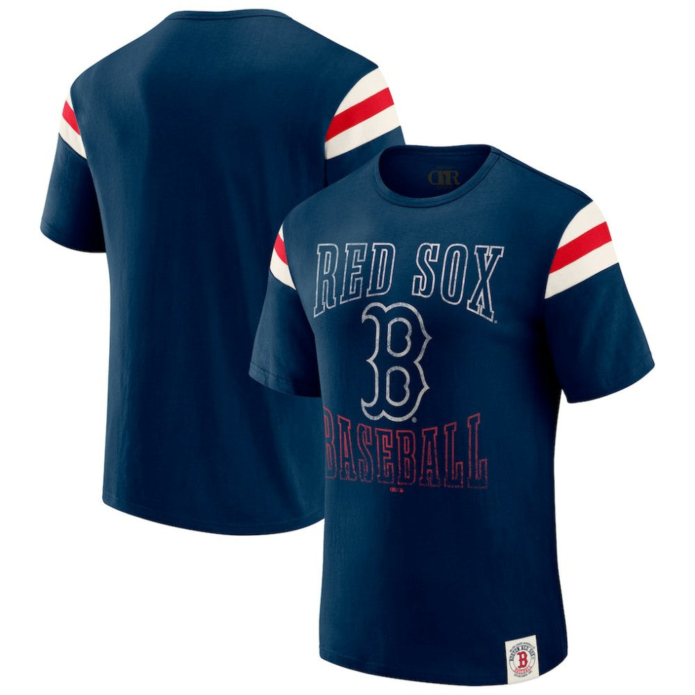 Boston Red Sox Darius Rucker Collection Distressed Sleeve Stripe T-Shirt - Navy