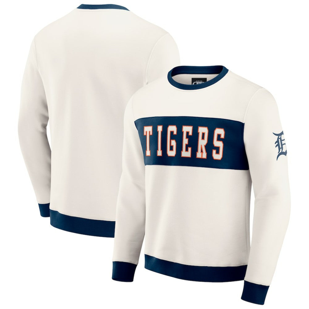 Detroit Tigers Darius Rucker Collection Colorblock Crewneck Sweatshirt - Cream