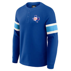 Texas Rangers Darius Rucker Collection Waffle-Knit Raglan Long Sleeve Henley T-Shirt - Royal