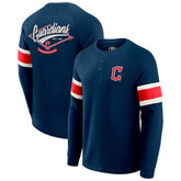 Cleveland Guardians Darius Rucker Collection Waffle-Knit Raglan Long Sleeve Henley T-Shirt - Navy