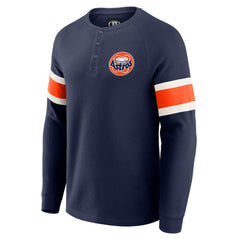 Houston Astros Darius Rucker Collection Waffle-Knit Raglan Long Sleeve Henley T-Shirt - Navy