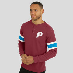 Philadelphia Phillies Darius Rucker Collection Waffle-Knit Raglan Long Sleeve Henley T-Shirt - Burgundy