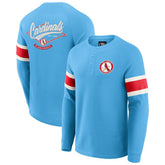 St. Louis Cardinals Darius Rucker Collection Waffle-Knit Raglan Long Sleeve Henley T-Shirt - Light Blue