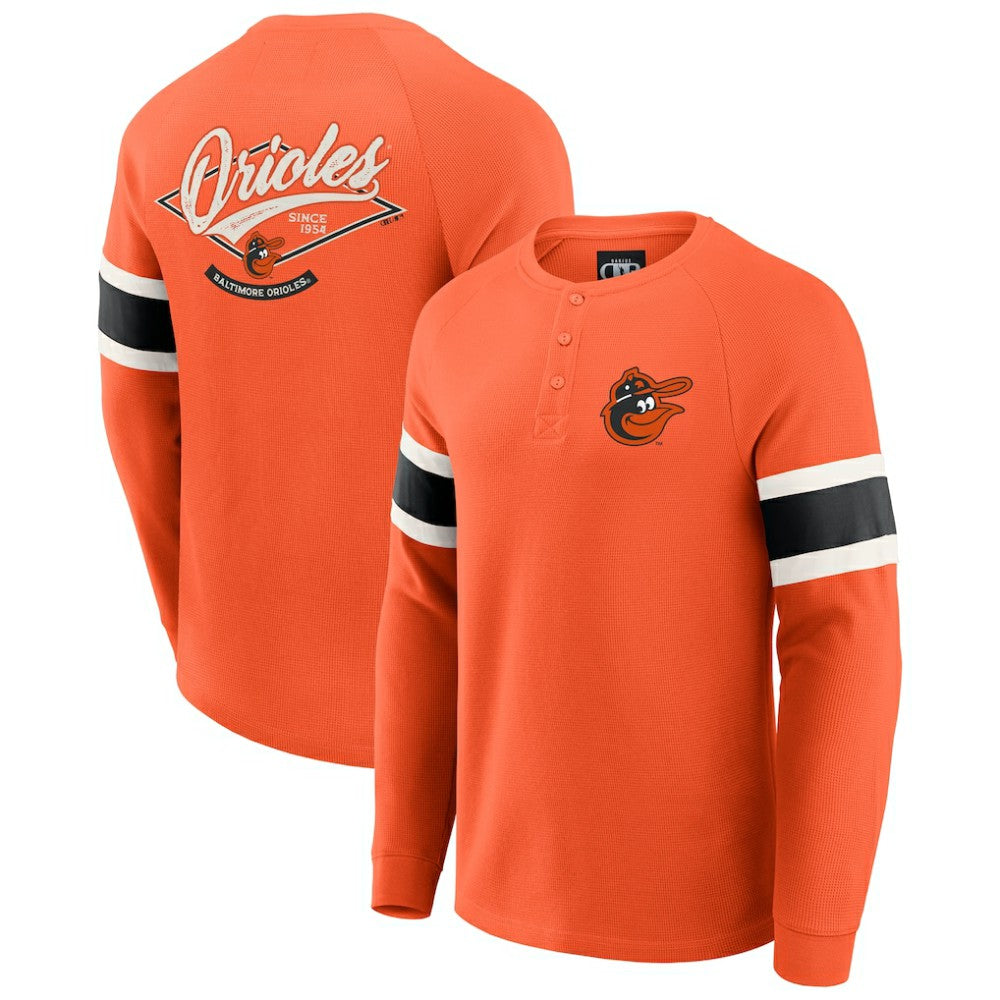 Baltimore Orioles Darius Rucker Collection Waffle-Knit Raglan Long Sleeve Henley T-Shirt - Orange