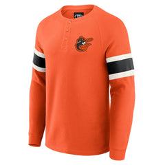 Baltimore Orioles Darius Rucker Collection Waffle-Knit Raglan Long Sleeve Henley T-Shirt - Orange