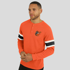 Baltimore Orioles Darius Rucker Collection Waffle-Knit Raglan Long Sleeve Henley T-Shirt - Orange