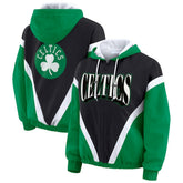 Boston Celtics WEAR by Erin Andrews Women's Colorblock Full-Zip Hoodie Windbreaker Jacket - Black/Kelly Green on sale