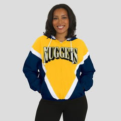 Denver Nuggets WEAR by Erin Andrews Women's Colorblock Full-Zip Hoodie Windbreaker Jacket sale - Gold/Navy outlet