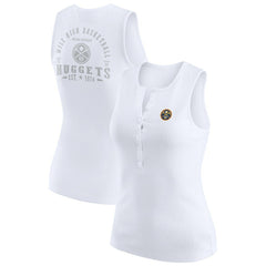 Denver Nuggets WEAR by Erin Andrews Women's Rib-Knit Henley Tank Top sale - White discount