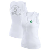 Boston Celtics WEAR by Erin Andrews Women's Rib-Knit Henley Tank Top - White shop