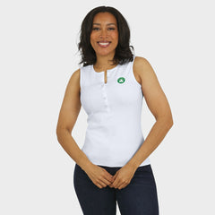 Boston Celtics WEAR by Erin Andrews Women's Rib-Knit Henley Tank Top - White shop