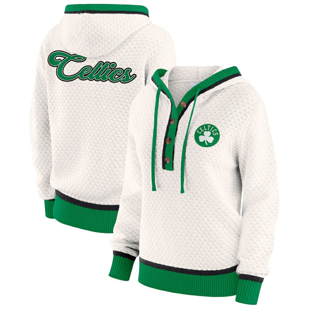 Boston Celtics WEAR by Erin Andrews Women's Plus Size Hoodie Sweater - Cream cheap