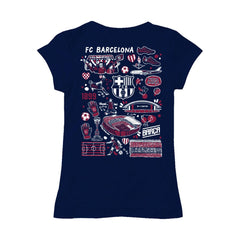 Barcelona Vive La Fete Girls Youth Color Badge Fitted T-Shirt - Navy on sale